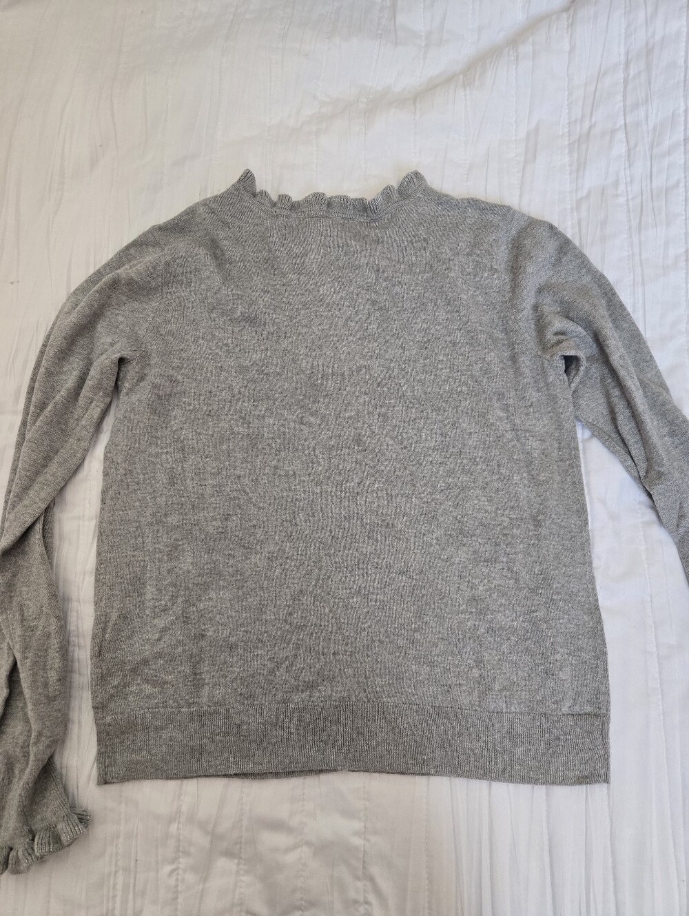 GAP Light Gray Ruffle-Trim Button Cardigan - Picture 6 of 6